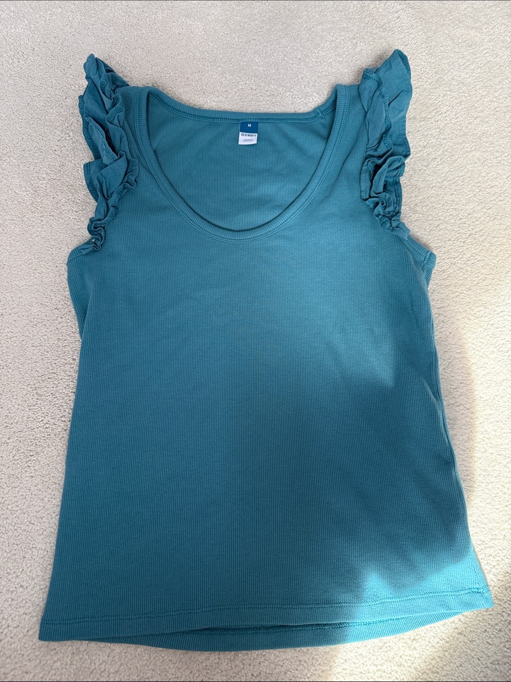 Women’s Teal Ruffle Sleeve Tank Top